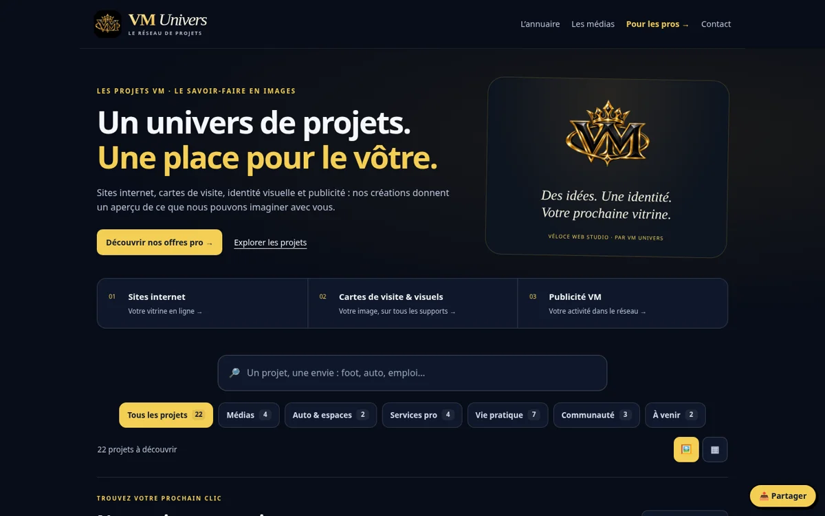L’annuaire des projets VM Univers